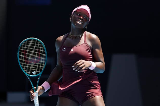 TENNIS AUSTRALIAN OPEN, Victoria Mboko of Canada reacts during the Women™s 4th round match against Aryna Sabalenka of Belarus on day 8 of the 2026 Australian Open tennis tournament at Melbourne Park in Melbourne, Sunday, January 25, 2026. ( NO ARCHIVING MELBOURNE VICTORIA AUSTRALIA  Copyright: xROBxPREZIOSOx 20260125144081493250