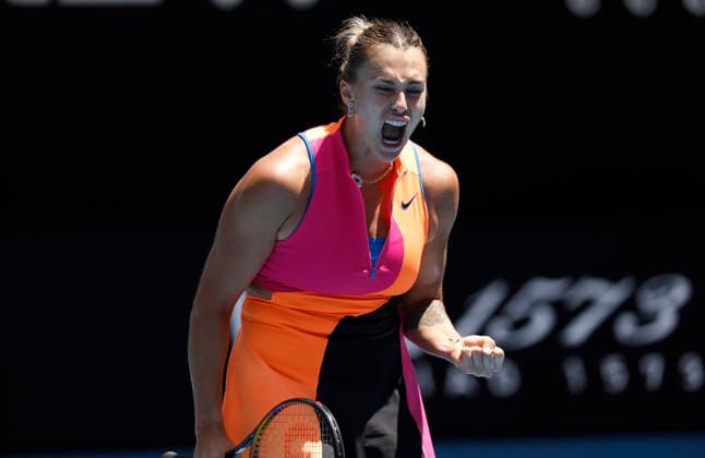 TENNIS AUSTRALIAN OPEN, Aryna Sabalenka of Belarus reacts during the Women™s 4th round match against Victoria Mboko of Canada on day 8 of the 2026 Australian Open tennis tournament at Melbourne Park in Melbourne, Sunday, January 25, 2026. ( NO ARCHIVING MELBOURNE VICTORIA AUSTRALIA  Copyright: xROBxPREZIOSOx 20260125122362358718