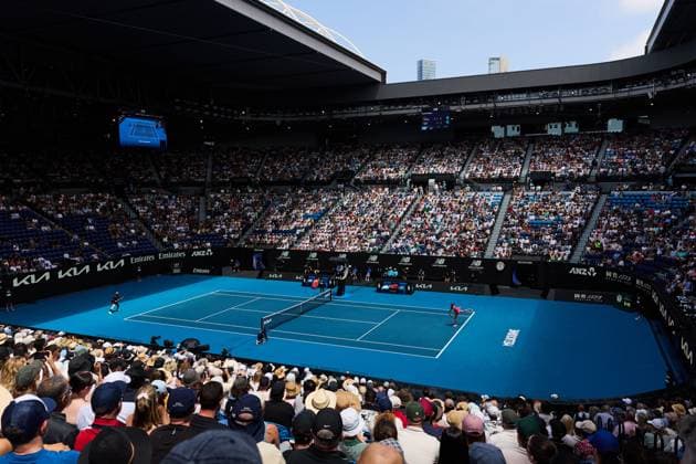 General view of the match between Aryna Sabalenka and Victoria Mboko of Canada Australian Open tennis tournament, Day Eight, Melbourne Park, Australia - 25 Jan 2026Melbourne Melbourne Park Victoria (VIC) Australia  Copyright: xRachelxBach Shutterstockx 16380469ak