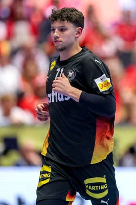24.01.2026, Handball, Men s EHF EURO 2026, Deutschland - Norwegen, Jyske Bank Boxen in Herning, Dänemark, Main Round: Marko Grgic (Germany 71) jubelnd nach dem Tor Dänemark