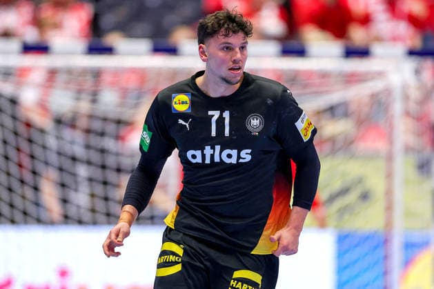24.01.2026, Handball, Men s EHF EURO 2026, Deutschland - Norwegen, Jyske Bank Boxen in Herning, Dänemark, Main Round: Marko Grgic (Germany 71) jubelnd nach dem Tor Dänemark