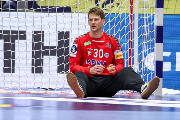 24.01.2026, Handball, Men s EHF EURO 2026, Deutschland - Norwegen, Jyske Bank Boxen in Herning, Dänemark, Main Round: Torbjorn Sittrup Bergerud (Norway 30) enttäuscht Enttäuschung Dänemark
