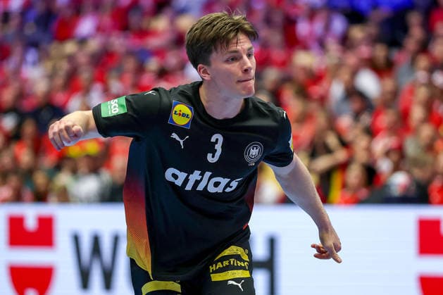24.01.2026, Handball, Men s EHF EURO 2026, Deutschland - Norwegen, Jyske Bank Boxen in Herning, Dänemark, Main Round: Nils Lichtlein (Germany 03) Dänemark