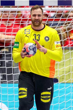 24.01.2026, Handball, Men s EHF EURO 2026, Deutschland - Norwegen, Jyske Bank Boxen in Herning, Dänemark, Main Round: Andreas Wolff (Germany 33) lachend nach einer Parade Dänemark