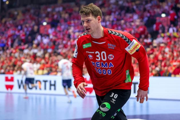 24.01.2026, Handball, Men s EHF EURO 2026, Deutschland - Norwegen, Jyske Bank Boxen in Herning, Dänemark, Main Round: Torbjorn Sittrup Bergerud (Norway 30) Dänemark