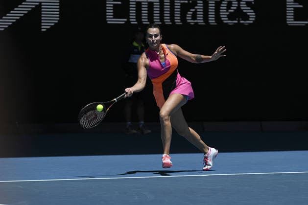 Australian Open 2026 MELBOURNE, AUSTRALIA - JANUARY 25: Aryna Sabalenka in action against Victoria Mboko (CAN) (not seen) during round 4 at the Australian Open grand slam tennis tournament at Melbourne Park in Melbourne, Australia on January 25, 2026. Mark Avellino Anadolu Melbourne Australia. Editorial use only. Please get in touch for any other usage.  Copyright: x2026xAnadoluxMarkxAvellinox