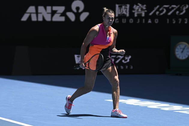 Australian Open 2026 MELBOURNE, AUSTRALIA - JANUARY 25: Aryna Sabalenka in action against Victoria Mboko (CAN) (not seen) during round 4 at the Australian Open grand slam tennis tournament at Melbourne Park in Melbourne, Australia on January 25, 2026. Mark Avellino Anadolu Melbourne Australia. Editorial use only. Please get in touch for any other usage.  Copyright: x2026xAnadoluxMarkxAvellinox