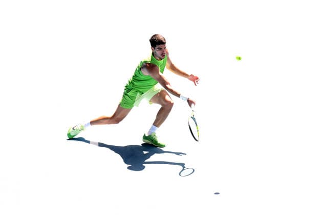 TENNIS AUSTRALIAN OPEN, Carlos Alcaraz of Spain in action during the Men™s 4th round match against Tommy Paul of USA on day 8 of the 2026 Australian Open tennis tournament at Melbourne Park in Melbourne, Sunday, January 25, 2026. ( NO ARCHIVING MELBOURNE VICTORIA AUSTRALIA  Copyright: xJAMESxROSSx 20260125127231172018