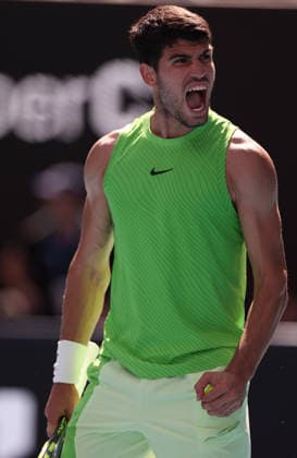 Carlos Alcaraz of Spain screams Australian Open tennis tournament, Day Eight, Melbourne Park, Australia - 25 Jan 2026Melbourne Melbourne Park Victoria (VIC) Australia  Copyright: xEllaxLing Shutterstockx 16380468d