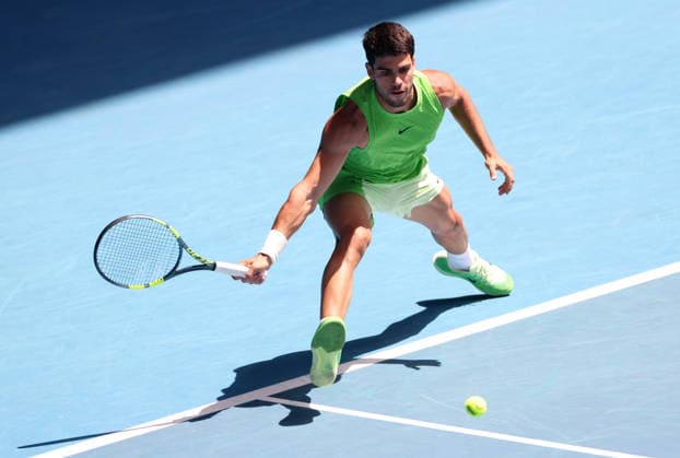 Carlos Alcaraz of Spain in action Australian Open tennis tournament, Day Eight, Melbourne Park, Australia - 25 Jan 2026Melbourne Melbourne Park Victoria (VIC) Australia  Copyright: xEllaxLing Shutterstockx 16380468v