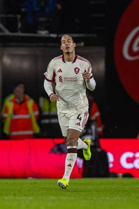 (260125) -- BOURNEMOUTH, Jan. 25, 2026 () -- Liverpool s captain Virgil van Dijk celebrates after scoring his side s first goal during the English Premier League match between Bournemouth and Liverpool in Bournemouth, Britain, on Jan. 24, 2026. () FOR EDITORIAL USE ONLY. NOT FOR SALE FOR MARKETING OR ADVERTISING CAMPAIGNS. NO USE WITH UNAUTHORIZED AUDIO, VIDEO, DATA, FIXTURE LISTS, CLUB LEAGUE LOGOS OR LIVE SERVICES. ONLINE IN-MATCH USE LIMITED TO 45 IMAGES, NO VIDEO EMULATION. NO USE IN BETTING, GAMES OR SINGLE CLUB LEAGUE PLAYER PUBLICATIONS. (SP)BRITAIN-BOURNEMOUTH-FOOTBALL-PREMIER LEAGUE-BOURNEMOUT VS LIVERPOOL Xinhua 