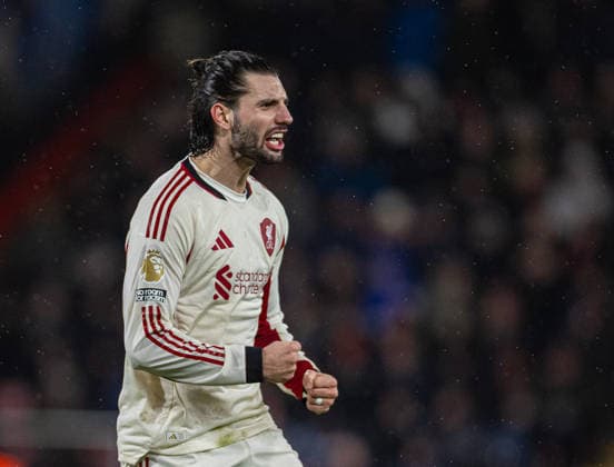 (260125) -- BOURNEMOUTH, Jan. 25, 2026 () -- Liverpool s Dominik Szoboszlai celebrates after scoring his side s second goal during the English Premier League match between Bournemouth and Liverpool in Bournemouth, Britain, on Jan. 24, 2026. () FOR EDITORIAL USE ONLY. NOT FOR SALE FOR MARKETING OR ADVERTISING CAMPAIGNS. NO USE WITH UNAUTHORIZED AUDIO, VIDEO, DATA, FIXTURE LISTS, CLUB LEAGUE LOGOS OR LIVE SERVICES. ONLINE IN-MATCH USE LIMITED TO 45 IMAGES, NO VIDEO EMULATION. NO USE IN BETTING, GAMES OR SINGLE CLUB LEAGUE PLAYER PUBLICATIONS. (SP)BRITAIN-BOURNEMOUTH-FOOTBALL-PREMIER LEAGUE-BOURNEMOUT VS LIVERPOOL Xinhua 