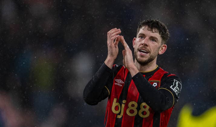 (260125) -- BOURNEMOUTH, Jan. 25, 2026 () -- Bournemouth s Ryan Christie celebrates after the English Premier League match between Bournemouth and Liverpool in Bournemouth, Britain, on Jan. 24, 2026. () FOR EDITORIAL USE ONLY. NOT FOR SALE FOR MARKETING OR ADVERTISING CAMPAIGNS. NO USE WITH UNAUTHORIZED AUDIO, VIDEO, DATA, FIXTURE LISTS, CLUB LEAGUE LOGOS OR LIVE SERVICES. ONLINE IN-MATCH USE LIMITED TO 45 IMAGES, NO VIDEO EMULATION. NO USE IN BETTING, GAMES OR SINGLE CLUB LEAGUE PLAYER PUBLICATIONS. (SP)BRITAIN-BOURNEMOUTH-FOOTBALL-PREMIER LEAGUE-BOURNEMOUT VS LIVERPOOL Xinhua 
