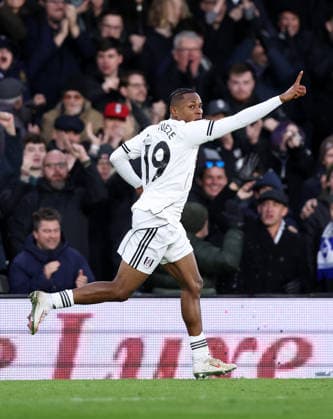 London, England, 24th January 2026. Samuel Chukwueze of Fulham celebrates scoring his sides opening goal during the Fulham vs Brighton and Hove Albion Premier League match at Craven Cottage, London. Picture credit should read: David Klein Sportimage EDITORIAL USE ONLY. No use with unauthorised audio, video, data, fixture lists, club league logos or live services. Online in-match use limited to 120 images, no video emulation. No use in betting, games or single club league player publications. SPI_025_DK_FULHAM_BRIGHTON SPI-4482-0017