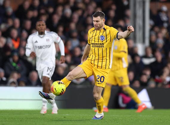 London, England, 24th January 2026. James Milner of Brighton during the Fulham vs Brighton and Hove Albion Premier League match at Craven Cottage, London. Picture credit should read: David Klein Sportimage EDITORIAL USE ONLY. No use with unauthorised audio, video, data, fixture lists, club league logos or live services. Online in-match use limited to 120 images, no video emulation. No use in betting, games or single club league player publications. SPI_033_DK_FULHAM_BRIGHTON SPI-4482-0025