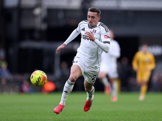 London, England, 24th January 2026. Timothy Castagne of Fulham during the Fulham vs Brighton and Hove Albion Premier League match at Craven Cottage, London. Picture credit should read: David Klein Sportimage EDITORIAL USE ONLY. No use with unauthorised audio, video, data, fixture lists, club league logos or live services. Online in-match use limited to 120 images, no video emulation. No use in betting, games or single club league player publications. SPI_067_DK_FULHAM_BRIGHTON SPI-4482-0059