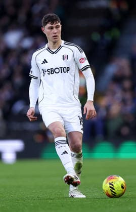 London, England, 24th January 2026. Jorge Cuenca of Fulham during the Fulham vs Brighton and Hove Albion Premier League match at Craven Cottage, London. Picture credit should read: David Klein Sportimage EDITORIAL USE ONLY. No use with unauthorised audio, video, data, fixture lists, club league logos or live services. Online in-match use limited to 120 images, no video emulation. No use in betting, games or single club league player publications. SPI_085_DK_FULHAM_BRIGHTON SPI-4482-0077