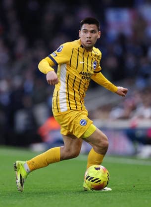 London, England, 24th January 2026. Diego Gomez of Brighton during the Fulham vs Brighton and Hove Albion Premier League match at Craven Cottage, London. Picture credit should read: David Klein Sportimage EDITORIAL USE ONLY. No use with unauthorised audio, video, data, fixture lists, club league logos or live services. Online in-match use limited to 120 images, no video emulation. No use in betting, games or single club league player publications. SPI_094_DK_FULHAM_BRIGHTON SPI-4482-0087