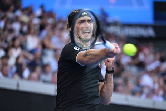 TENNIS AUSTRALIAN OPEN, Alexander Zverev of Germany in action during the Men™s 4th round match against Francisco Cerundolo of Argentina on day 8 of the 2026 Australian Open tennis tournament at Melbourne Park in Melbourne, Sunday, January 25, 2026. ( NO ARCHIVING MELBOURNE VICTORIA AUSTRALIA  Copyright: xJAMESxROSSx 20260125148559641630
