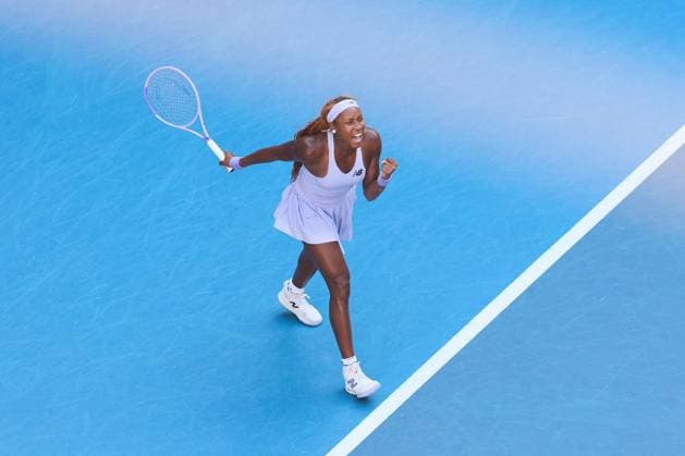 Coco Gauff of the United States of America celebrates winning the match Australian Open tennis tournament, Day Eight, Melbourne Park, Australia - 25 Jan 2026Melbourne Melbourne Park Victoria (VIC) Australia  Copyright: xRachelxBach Shutterstockx 16380469cq