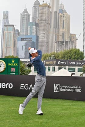 Hero Dubai Desert Classic 2026 in UAE DUBAI, UNITED ARAB EMIRATES - JANUARY 25: Spanish golfer David Puig competes in the fourth and final round of the Hero Dubai Desert Classic 2026 at Emirates Golf Club in Dubai, United Arab Emirates on January 25, 2026. Waleed Zein Anadolu Dubai United Arab Emirates. Editorial use only. Please get in touch for any other usage.  Copyright: x2026xAnadoluxWaleedxZeinx