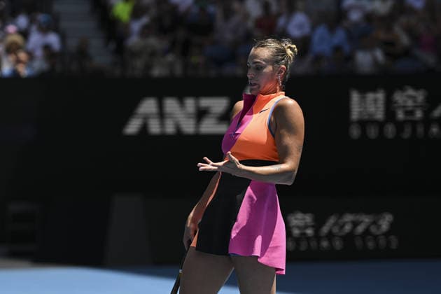Australian Open 2026 MELBOURNE, AUSTRALIA - JANUARY 25: Aryna Sabalenka reaction after dropping a point to Victoria Mboko (CAN) (not seen) during round 4 at the Australian Open grand slam tennis tournament at Melbourne Park in Melbourne, Australia on January 25, 2026 Mark Avellino Anadolu Melbourne Australia. Editorial use only. Please get in touch for any other usage.  Copyright: x2026xAnadoluxMarkxAvellinox