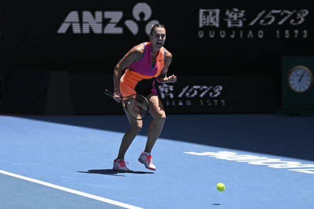 Australian Open 2026 MELBOURNE, AUSTRALIA - JANUARY 25: Aryna Sabalenka reaction after scoring a point during the tie break against Victoria Mboko (CAN) (not seen) during round 4 at the Australian Open grand slam tennis tournament at Melbourne Park in Melbourne, Australia on January 25, 2026 Mark Avellino Anadolu Melbourne Australia. Editorial use only. Please get in touch for any other usage.  Copyright: x2026xAnadoluxMarkxAvellinox