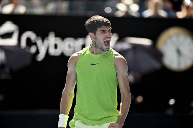 Australian Open 2026 MELBOURNE, AUSTRALIA - JANUARY 25: Carlos Alcaraz (ESP) reaction after winning the match against Tommy Paul (USA) (not seen) during round 4 at the Australian Open grand slam tennis tournament at Melbourne Park in Melbourne, Australia on January 25, 2026 Mark Avellino Anadolu Melbourne Australia. Editorial use only. Please get in touch for any other usage.  Copyright: x2026xAnadoluxMarkxAvellinox