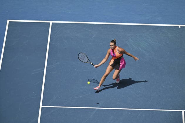 Australian Open 2026 MELBOURNE, AUSTRALIA - JANUARY 24: Aryna Sabalenka in action against Victoria Mboko (CAN) (not seen) during round 4 at the Australian Open grand slam tennis tournament at Melbourne Park in Melbourne, Australia on January 25, 2026 Mark Avellino Anadolu Melbourne Australia. Editorial use only. Please get in touch for any other usage.  Copyright: x2026xAnadoluxMarkxAvellinox