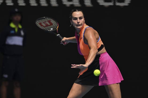 Australian Open 2026 MELBOURNE, AUSTRALIA - JANUARY 24: Aryna Sabalenka in action against Victoria Mboko (CAN) (not seen) during round 4 at the Australian Open grand slam tennis tournament at Melbourne Park in Melbourne, Australia on January 25, 2026 Mark Avellino Anadolu Melbourne Australia. Editorial use only. Please get in touch for any other usage.  Copyright: x2026xAnadoluxMarkxAvellinox