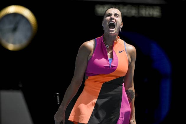 Australian Open 2026 MELBOURNE, AUSTRALIA - JANUARY 24: Aryna Sabalenka reaction after scoring a point against Victoria Mboko (CAN) (not seen) during round 4 at the Australian Open grand slam tennis tournament at Melbourne Park in Melbourne, Australia on January 25, 2026 Mark Avellino Anadolu Melbourne Australia. Editorial use only. Please get in touch for any other usage.  Copyright: x2026xAnadoluxMarkxAvellinox
