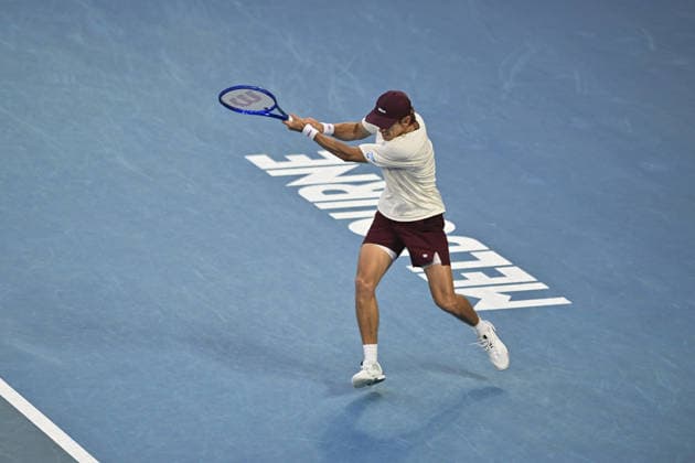 Australian Open 2026 MELBOURNE, AUSTRALIA - JANUARY 25: Alex de Minaur (AUS) in action against Alexander Bublik (KAZ) (not seen) in round 4 at the Australian Open grand slam tennis tournament at Melbourne Park in Melbourne, Australia on January 25, 2026 Mark Avellino Anadolu Melbourne Australia. Editorial use only. Please get in touch for any other usage.  Copyright: x2026xAnadoluxMarkxAvellinox