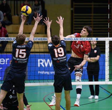 Volleyball 2. Bundesliga Saison 2025 2026 TV Rottenburg - TSV Muehldorf 24.01.2026 David Dornauf (re, TV Rottenburg)