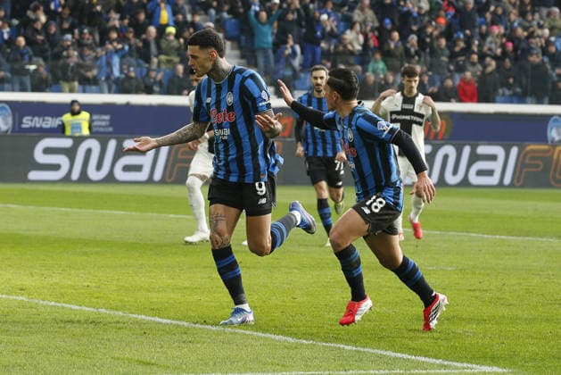 CALCIO - Serie A - Atalanta BC vs Parma Calcio Gianluca Scamacca of Atalanta BC. celebrates after scoring during Atalanta BC vs Parma Calcio, 22Â° Serie A Enilive 2025-26 game at New Balance arena in Bergamo (BG), Italy, on January 25, 2026. Bergamo Italy  Copyright: xIPAxSport ABACAx