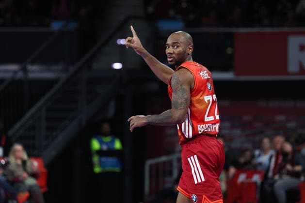 Isiaha Mike (FC Bayern Basketball, 22) jubelt, GER, FC Bayern Basketball vs. Fitness First Wuerzburg Baskets, Basketball, easycredit Basketball Bundesliga, 17. Spieltag, Saison 2025 2026, 25.01.2026, GER, FC Bayern Basketball vs. Fitness First Wuerzburg Baskets, Basketball, easycredit Basketball Bundesliga, 17. Spieltag, Saison 2025 2026, 25.01.2026 Muenchen Copyright: xEibner-Pressefoto JennixMaulx EP_JML