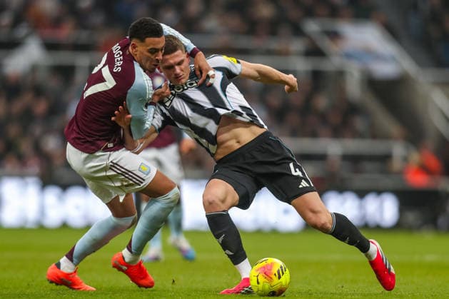 Newcastle United v Aston Villa, Premier League Sven Botman Of Newcastle United is fouled by Morgan Rogers Of Aston Villa during the Newcastle United v Aston Villa Premier League match at St. James Park, Newcastle Upon Tyne, England on 25 January 2026 Credit: Lee Keuneke Every Second Media Editorial use only. All images are copyright Every Second Media Limited. No images may be reproduced without prior permission. All rights reserved. Premier League and Football League images are subject to licensing agreements with Football DataCo Limited. see https: www.football-dataco.com Copyright: xIMAGO EveryxSecondxMediax ESM-1773-0073 LeexKeunekex xEveryxSecondxMediax