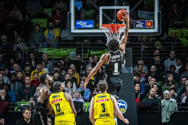 Basketball Berlin 25.01.2026 Saison 2025 2026 EasyCredit BBL 1. Bundesliga Männer, Herren Alba Berlin - BMA365 Bamberg Baskets Demarcus Demonia (Bamberg, No.08)