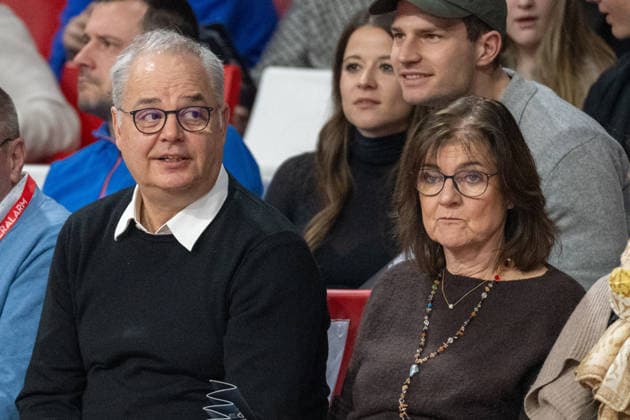 Geschäftsführer der Allianz Arena in München, Jürgen Muth mit Gattin, FC Bayern Basketball vs. Fitness First Wuerzburg Baskets, BBL, Hauptrunde, 25.01.2026 Muenchen Bayern Deutschland