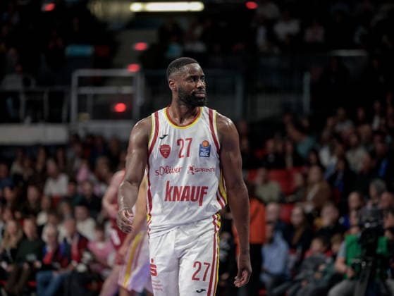 Deutschland: Basketball, Basketball-Bundesliga (BBL) 2025 26, 17. Spieltag - FC Bayern Basketball vs Fitness First Wuerzburg Baskets - BMW Park (Muenchen): Eddy Edigin (Fitness First Wuerzburg Baskets, 27) Copyright: xChristopherxRupprechtx