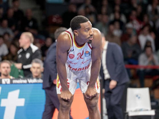 Deutschland: Basketball, Basketball-Bundesliga (BBL) 2025 26, 17. Spieltag - FC Bayern Basketball vs Fitness First Wuerzburg Baskets - BMW Park (Muenchen): Johnathan Stove (Fitness First Wuerzburg Baskets, 22) Copyright: xChristopherxRupprechtx