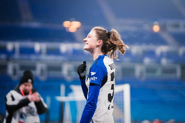 Google Pixel Frauen-Bundesliga: Hamburger SV vs. SGS Essen, 25.01.2026 JUBEL, TOR zum 2:1 durch Sophie Hillebrand (Hamburger SV, 22); Fußball, Google Pixel Frauen-Bundesliga, 15. Spieltag: Hamburger SV vs. SGS Essen am 25.01.2026 im Volksparkstadion, Hamburg DFB REGULATIONS PROHIBIT ANY USE OF PHOTOGRAPHS AS IMAGE SEQUENCES AND OR QUASI-VIDEO. Copyright: xBEAUTIFULxSPORTS Tonhäuserx