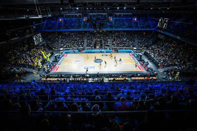 Basketball Berlin 25.01.2026 Saison 2025 2026 EasyCredit BBL 1. Bundesliga Männer, Herren Alba Berlin - BMA365 Bamberg Baskets Max-Schmeling-Halle Sportstätte