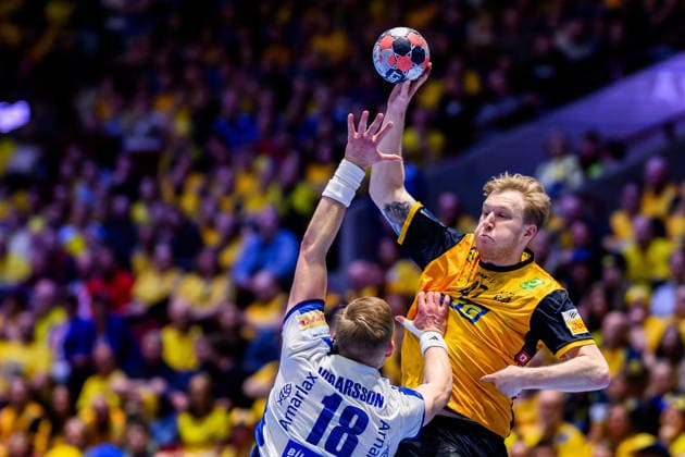 260125 Eric Johansson of Sweden during the EHF European Handball Championship main round match between Iceland and Sweden on January 25, 2026 in Malmö. Photo: Petter Arvidson BILDBYRAN kod PA PA1138 handball handboll handball handbolls-em 2026 island iceland sverige sweden ehf european handball championship bbeng Copyright: PETTERxARVIDSON BB260125PA069