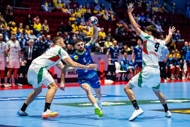 Slovenia v Hungary, EHF EURO 2026, Malmo, Sweden Malmo, Sweden. 25th of January, 2026. Blaz Janc (8) of Slovenia seen during the mens EHF Euro 2026 match between Slovenia and Hungary at Malmo Arena in Malmo. Sweden, Malmo, Malmö Arena  Copyright: xGonzalesxPhoto TobiasxJorgensenx