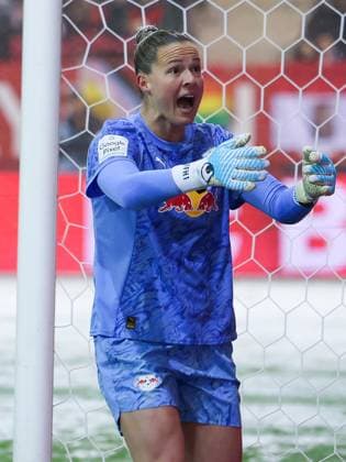 Elvira Herzog 1 (RB Leipzig Frauen) gestikuliert, schreit, FC Bayern Muenchen Frauen vs. RB Leipzig Frauen, Fussball, Frauen, Google Pixel Bundesliga, Saison 2025 2026, 15. Spieltag, 25.01.2026 DFB regulations prohibit any use of photographs as image sequences and or quasi-video Muenchen Bayern Deutschland