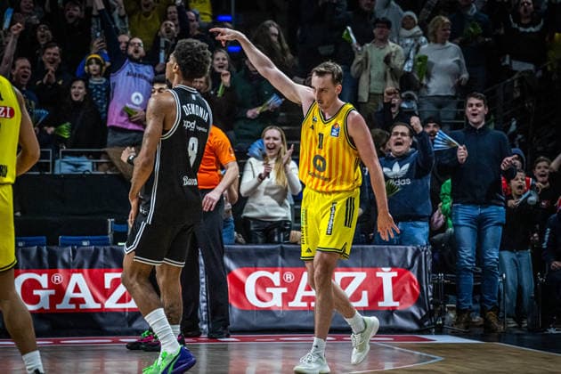 Basketball Berlin 25.01.2026 Saison 2025 2026 EasyCredit BBL 1. Bundesliga Männer, Herren Alba Berlin - BMA365 Bamberg Baskets Moses Wood (Alba Berlin, No.11) Jubel