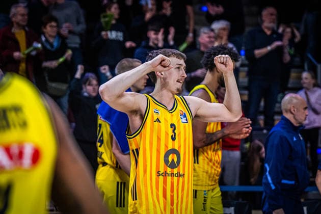 Basketball Berlin 25.01.2026 Saison 2025 2026 EasyCredit BBL 1. Bundesliga Männer, Herren Alba Berlin - BMA365 Bamberg Baskets Jubel Alba Alex O Connell (Alba Berlin, No.03)