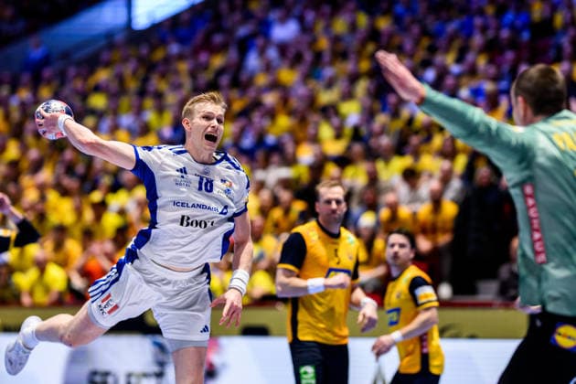 260125 Ellidi Vidarsson of Iceland during the EHF European Handball Championship main round match between Iceland and Sweden on January 25, 2026 in Malmö. Photo: Petter Arvidson BILDBYRAN kod PA PA1138 handball handboll handball handbolls-em 2026 island iceland sverige sweden ehf european handball championship bbeng Copyright: PETTERxARVIDSON BB260125PA162