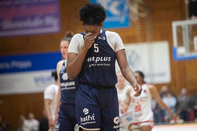 5 Khalis Cain von SYNTAINICS MBC - GiroLive Panthers Osnabrück 59:55 SYNTAINICS MBC - 1. DBBL 16. Spieltag 1DBBL Panthers gegen SYNTAINICS