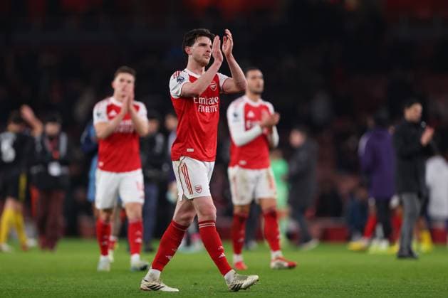Declan Rice of Arsenal at full time - Arsenal v Manchester United, ManU Premier League, Emirates Stadium, London, UK - 25th January 2026 Editorial Use Only - DataCo restrictions apply Arsenal v Manchester United, Premier League, Football, Emirates Stadium, London, UK - 25 Jan 2026London Emirates Stadium United Kingdom EDITORIAL USE ONLY No use with unauthorised audio, video, data, fixture lists, club league logos or live services. Online in-match use limited to 120 images, no video emulation. No use in betting, games or single club league player publications. Copyright: xMDI Shutterstockx 16429400bt